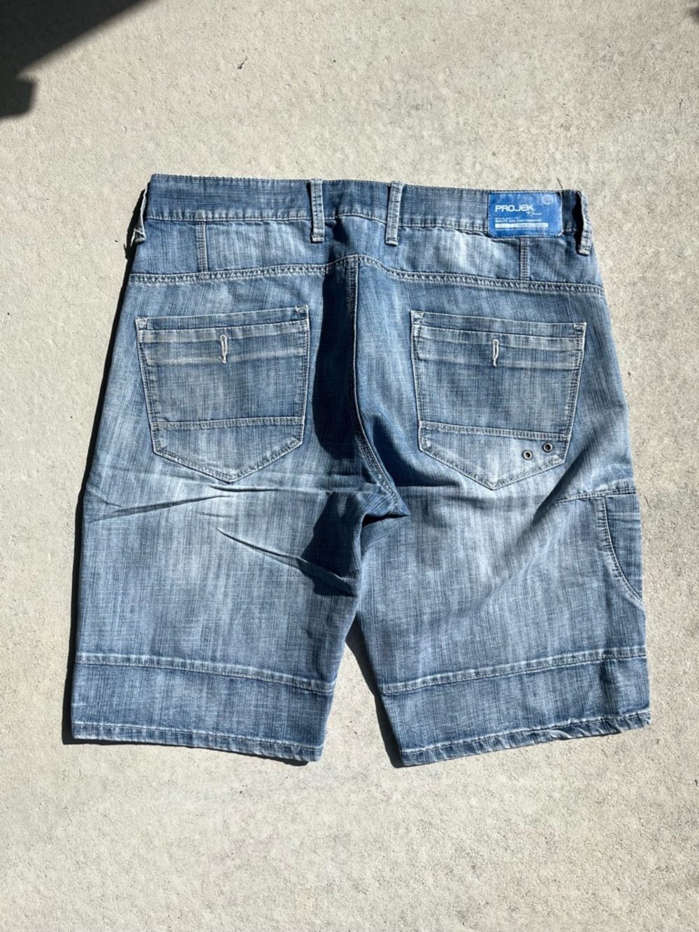 Projek Raw-Look Men's Denim Shorts in Faded Blue